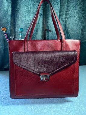 kate spade Red Tote with Burgundy Flap 13x11